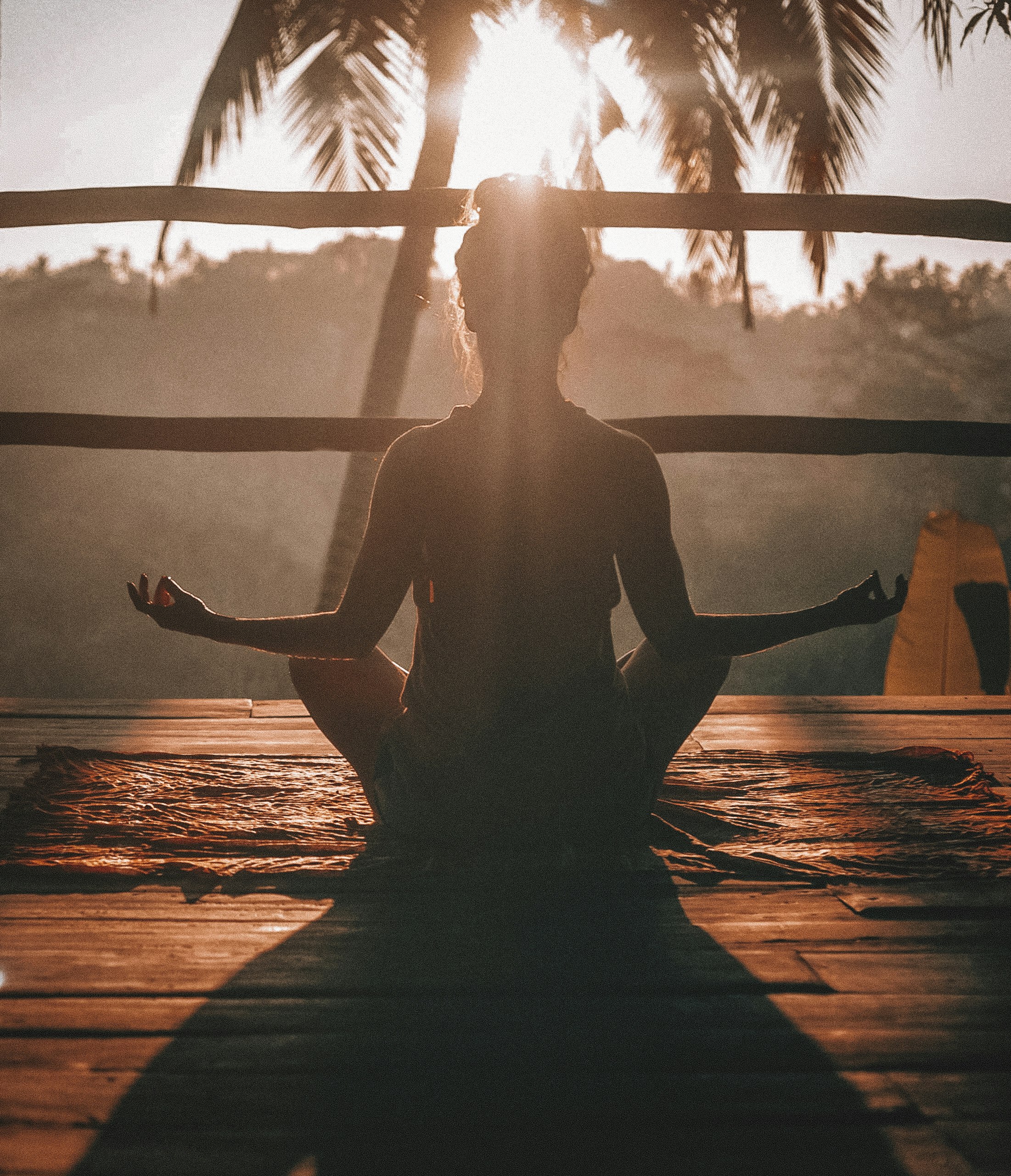 Lawyer meditating in calm light